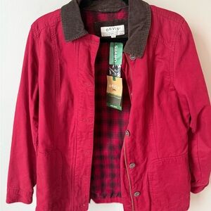 Orvis Red Jacket with Dark Brown Collar